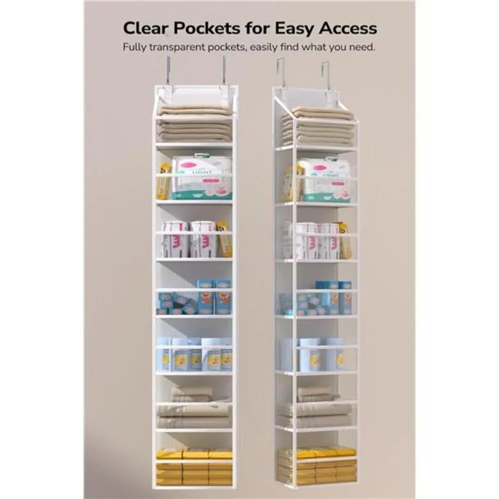 Over The Door Hanging Organizer 7 Shelf Clear Pocket Closet Storage Rack